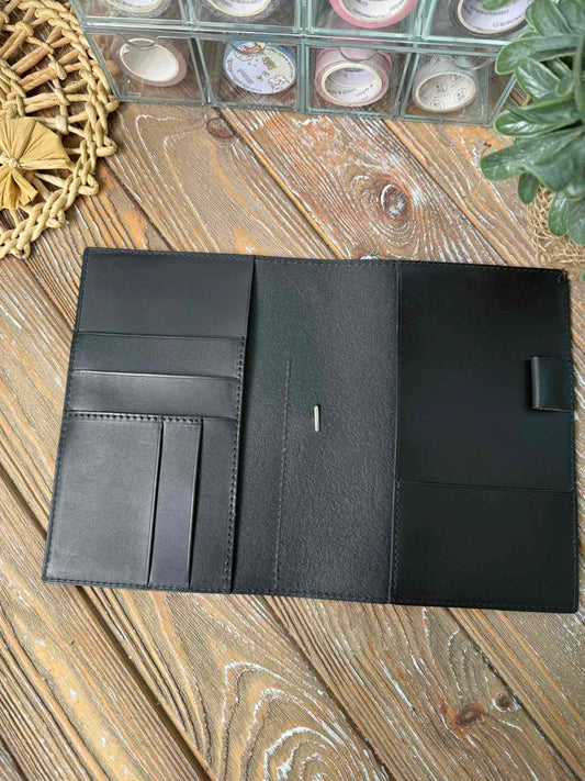 Ready to ship shipping - B6 Leather Planner Cover – 1 Layer Black Leather, Elastic Closure, Pen Loop – Fits Sterling Ink Common Planner