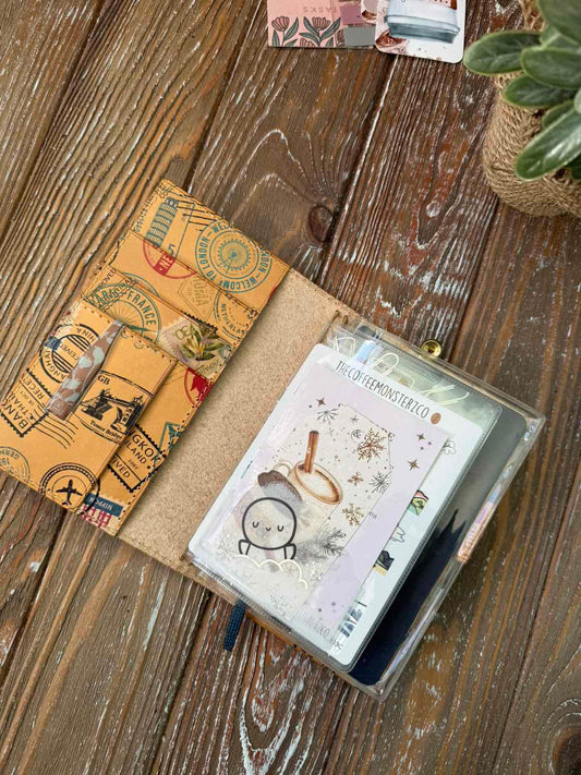 Travel Stamps Veg-Tan Leather Cover (Limited Edition) — Elastic Closure