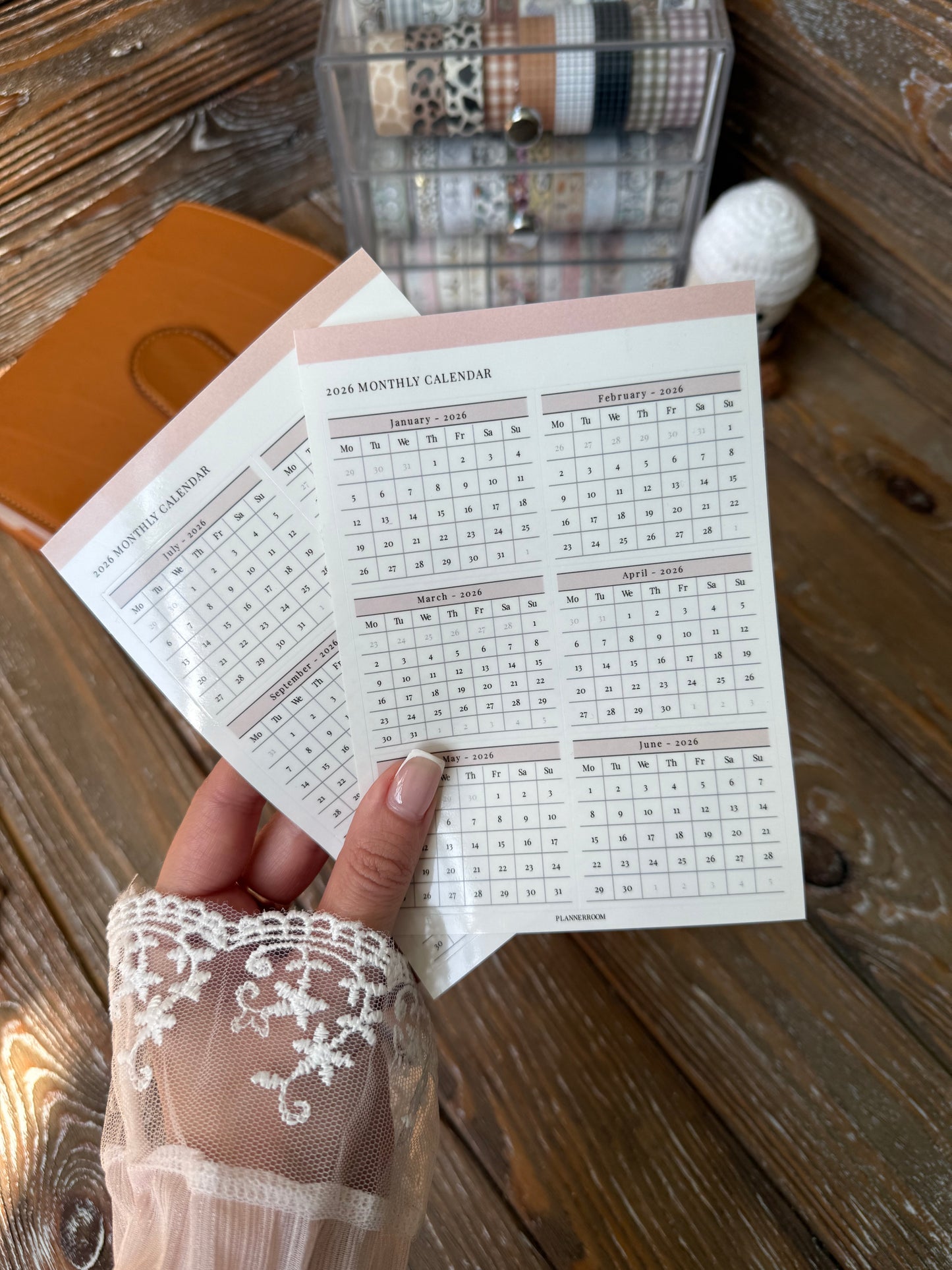 2026 Transparent Dated Mini Calendar Stickers for Journal