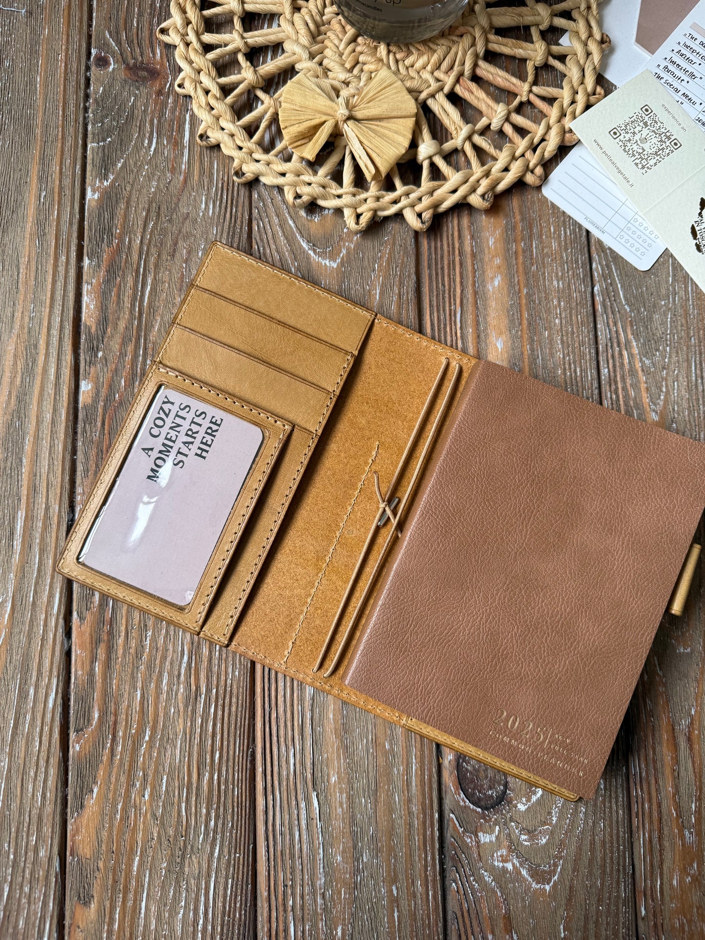 Custom Add Clear Pocket to Your Leather Planner Cover | Transparent ID or Card Pocket Add-On | Fits Standard Credit Card Size