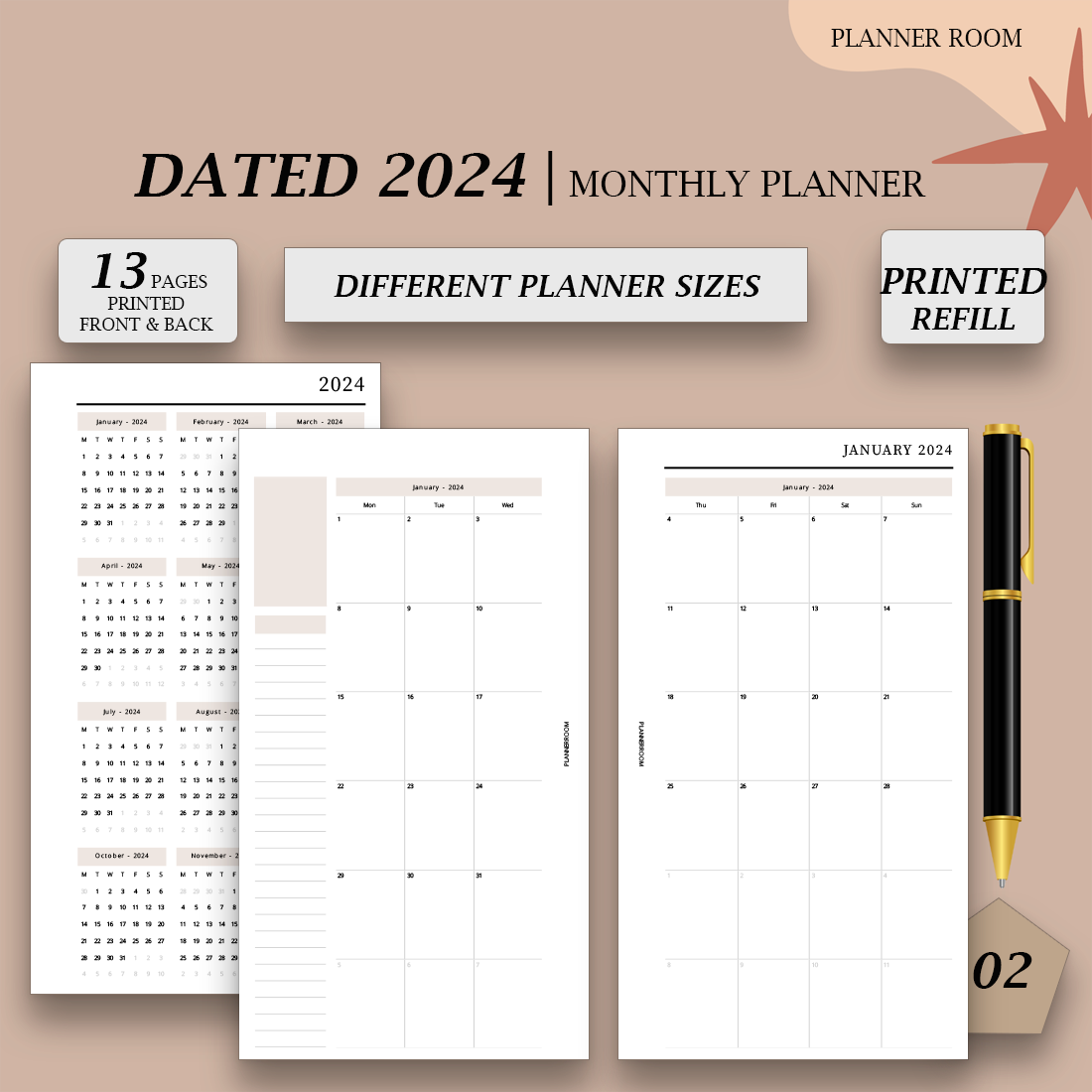 2024 Personal Planner Inserts Printed Personal Size Inserts 