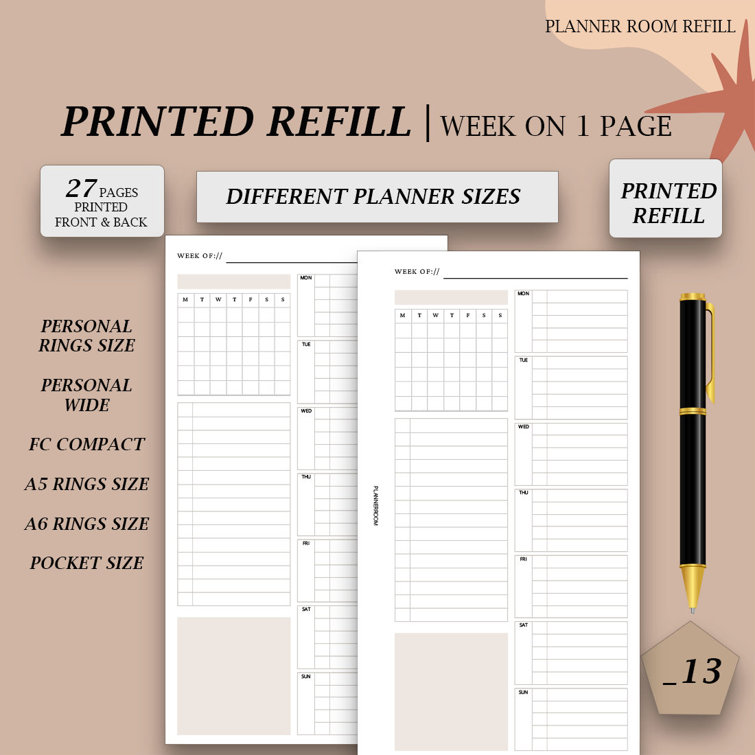 PRINTED weekly planner