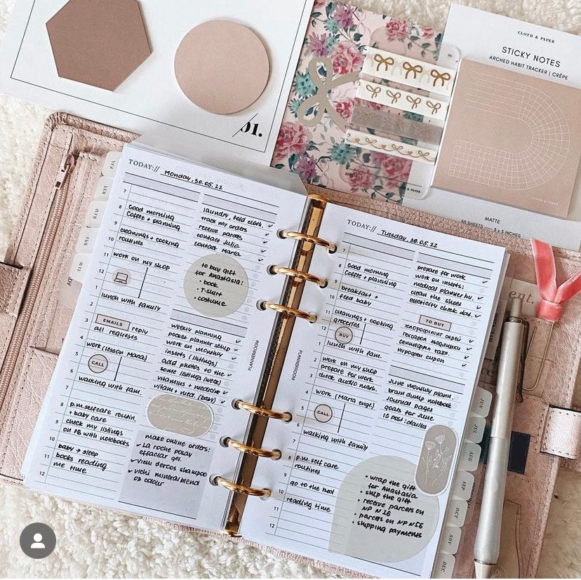 PRINTED daily planner, day on 1 page