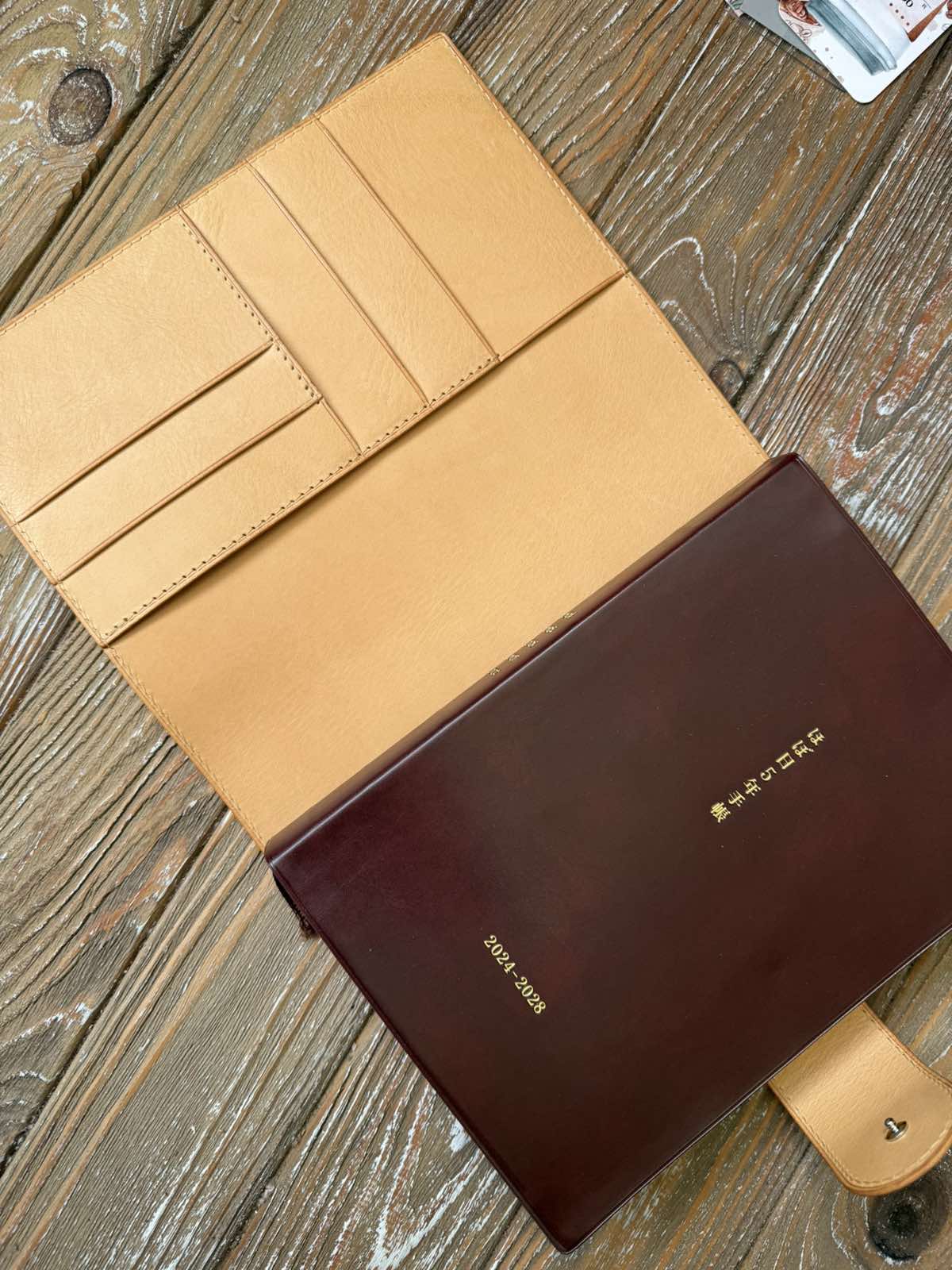 Premium Veg Tan Leather 5 Year Planner Cover A5 A6 | Hobonichi Compatible Journal Cover