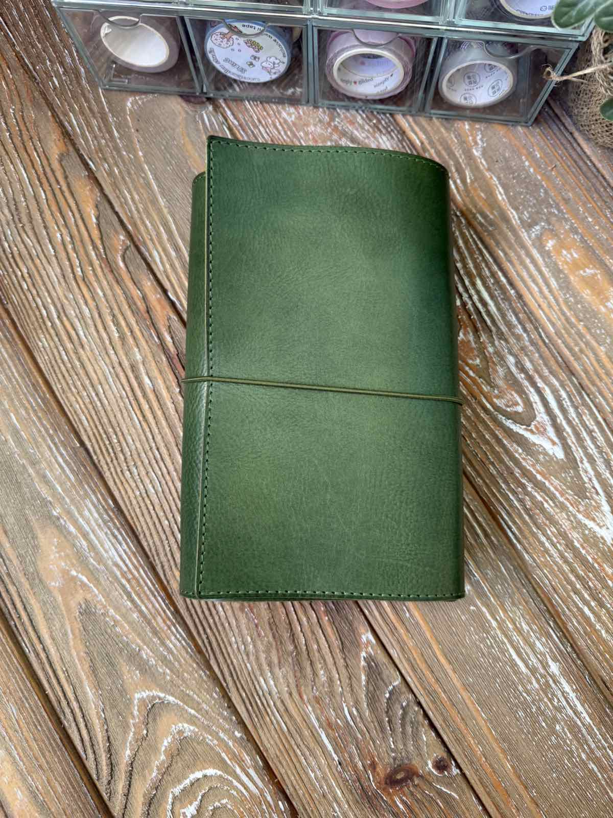 Ready to ship - Classic Trifold Leather Journal Cover – Handmade Veg Tan Leather Notebook Cover, Traveler’s Notebook Style, Elastic Closure (Copy)