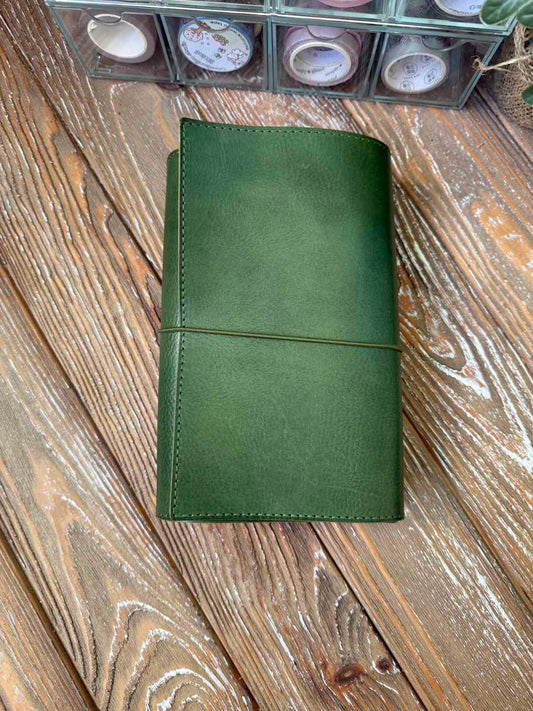 Ready to ship - B6 Classic Trifold Leather Journal Cover – Handmade Veg Tan Leather Notebook Cover, Traveler’s Notebook Style, Elastic Closure (Copy) (Copy) (Copy)