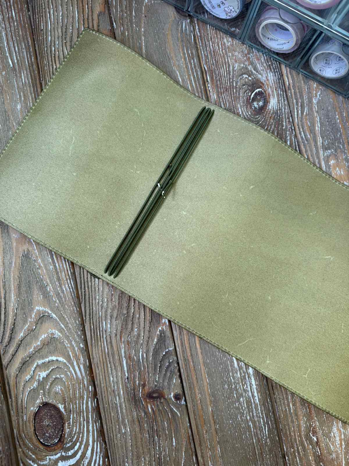 Ready to ship - Classic Trifold Leather Journal Cover – Handmade Veg Tan Leather Notebook Cover, Traveler’s Notebook Style, Elastic Closure (Copy)
