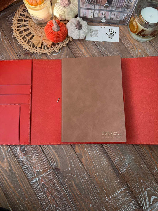 Ready to Ship Trifold Leather Cover – B5 Size - Red leather