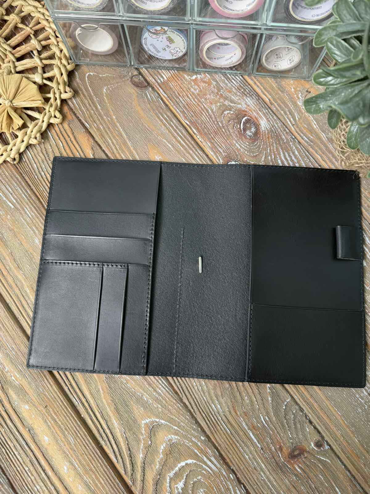 Ready to ship shipping - B6 Leather Planner Cover – 1 Layer Black Leather, Elastic Closure, Pen Loop – Fits Sterling Ink Common Planner