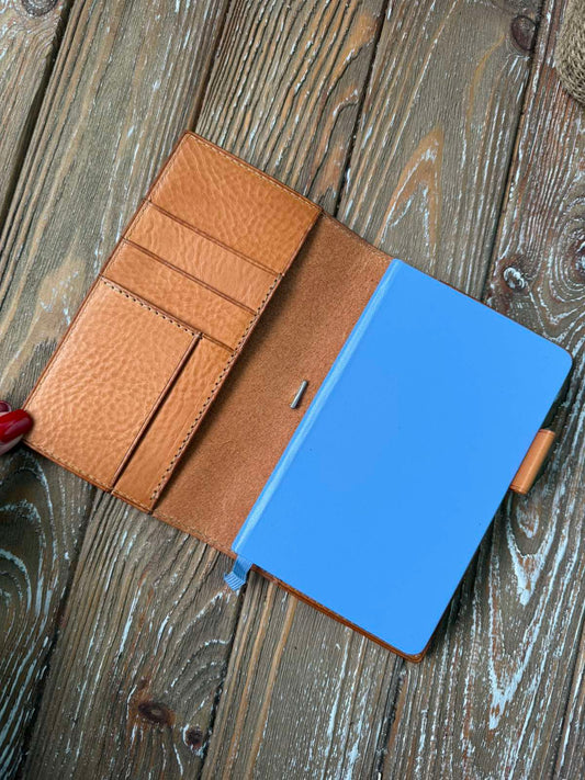 Ready to Ship Leather Cover in Aragosta for Pocket | A6 Leuchtturm 1917 Notebook