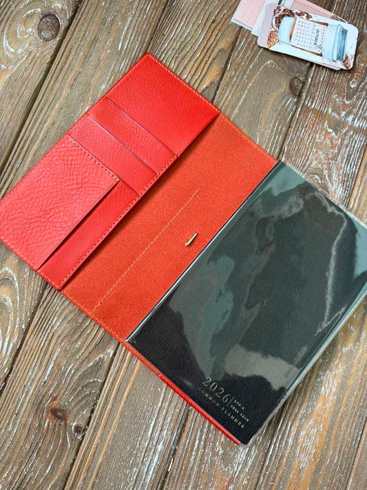Ready to Ship A5 Slim Red Leather Planner Cover
