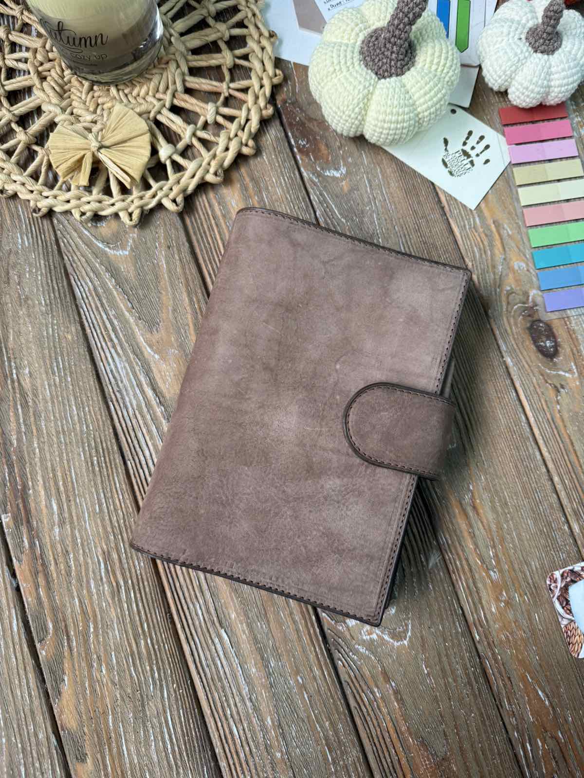 Nubuck Leather Planner Cover, Ring Binder
