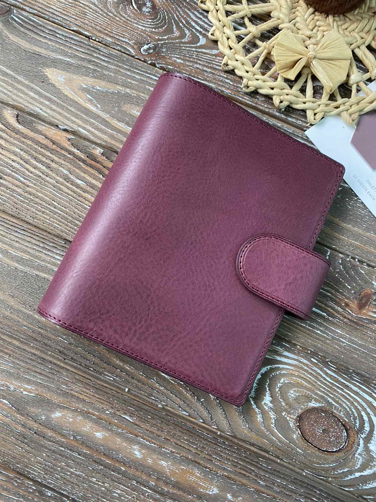 Leather Ring Planner Cover with Stiffener, 6-Rings Binder Cover