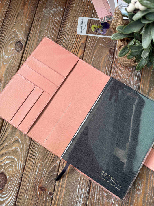 Ready to Ship Leather Rosa Cover For A5 Sterling Ink Hard Cover Complete Notebook with Clear Cover