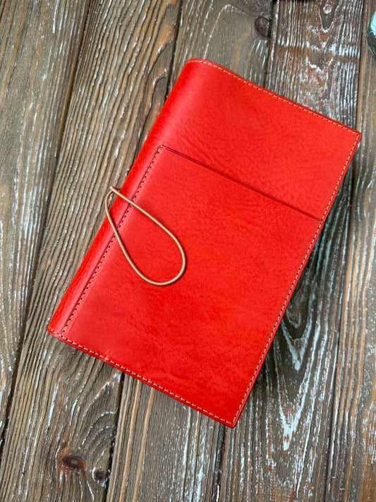 Ready to Ship A5 Slim Red Leather Planner Cover