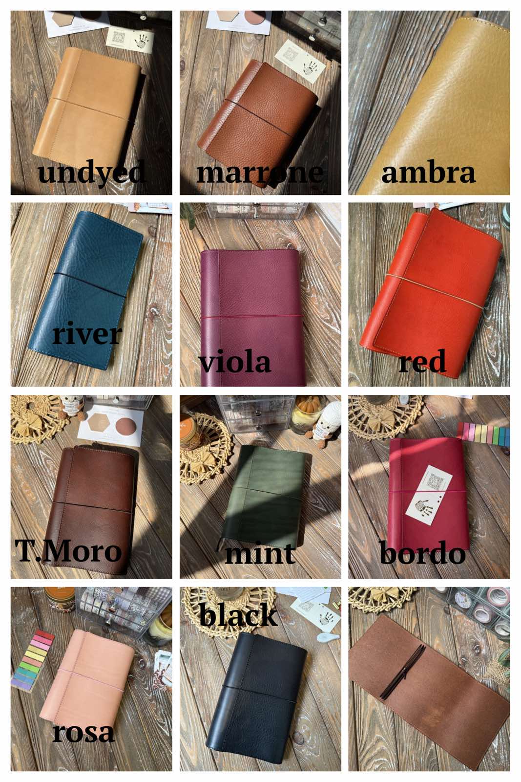 Ready to ship - Classic Trifold Leather Journal Cover – Handmade Veg Tan Leather Notebook Cover, Traveler’s Notebook Style, Elastic Closure (Copy)