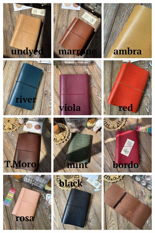 Classic Trifold Leather Journal Cover – Handmade Veg Tan Leather Notebook Cover, Traveler’s Notebook Style, Elastic Closure