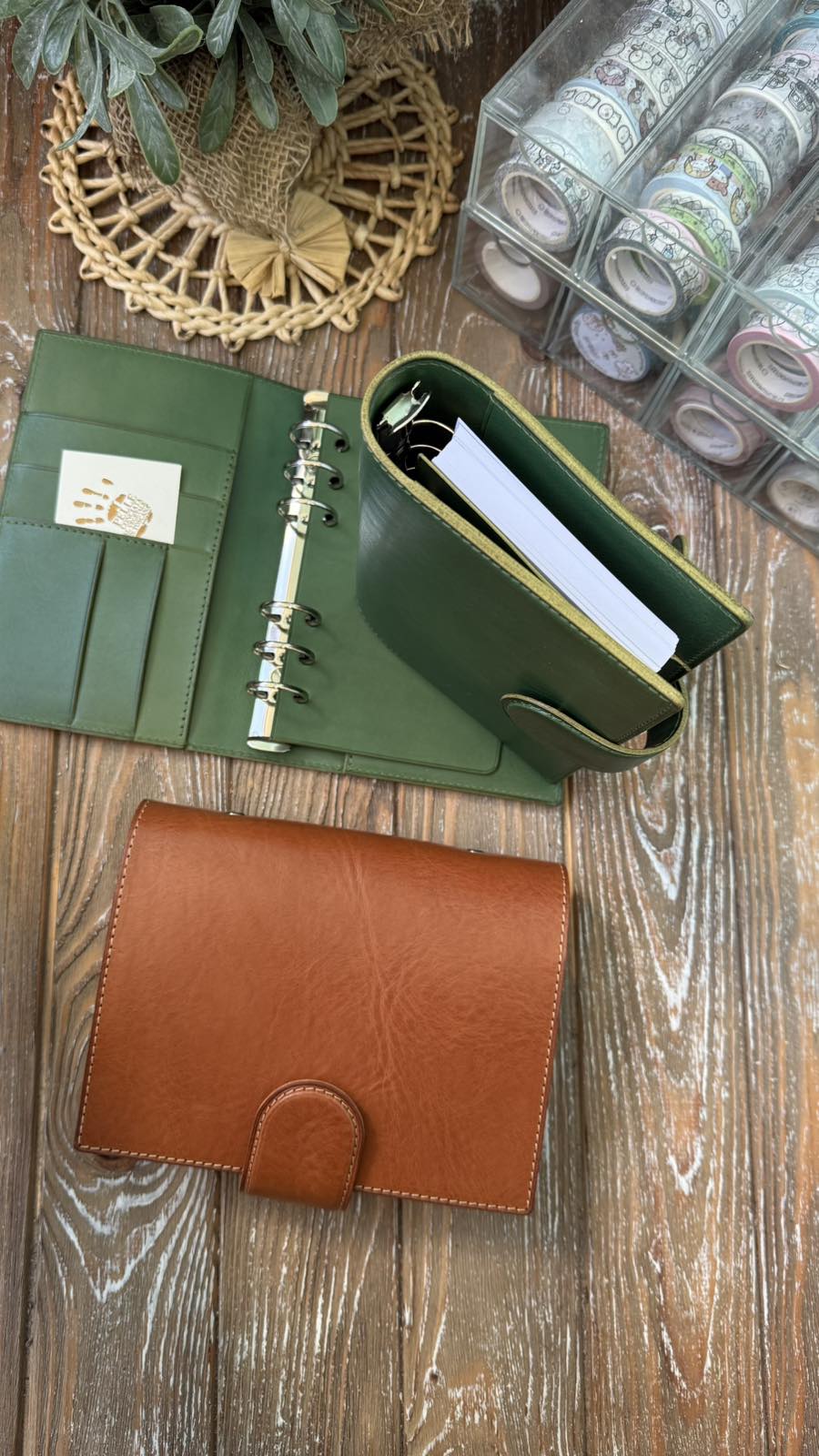 Leather Ring Planner Cover with Stiffener, 6-Rings Binder Cover