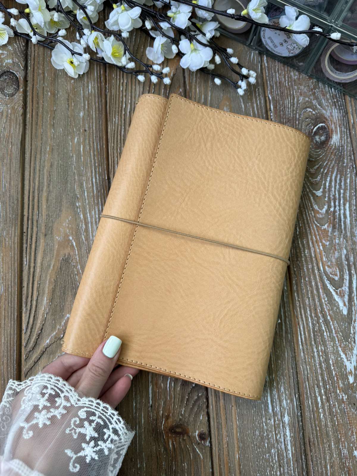 Ready to Ship - A5 Trifold cover in undyed leather