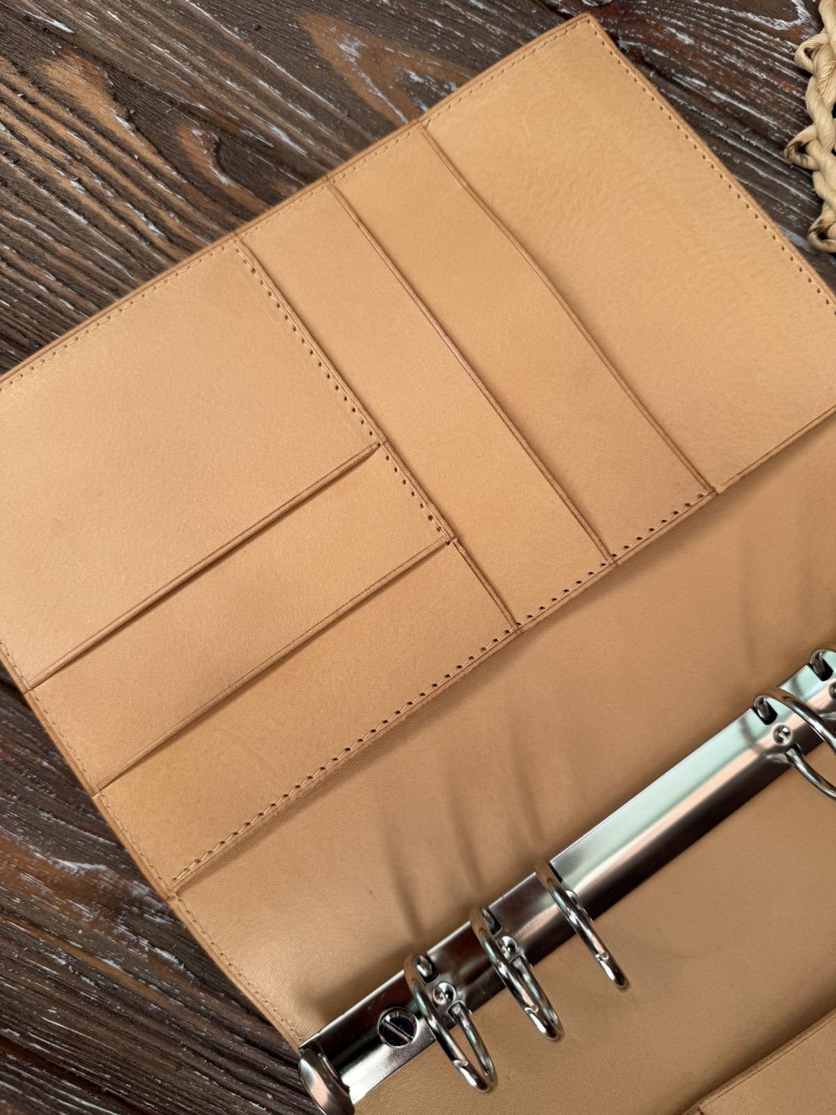 Leather Ring Planner Cover with Stiffener, 6-Rings Binder Cover
