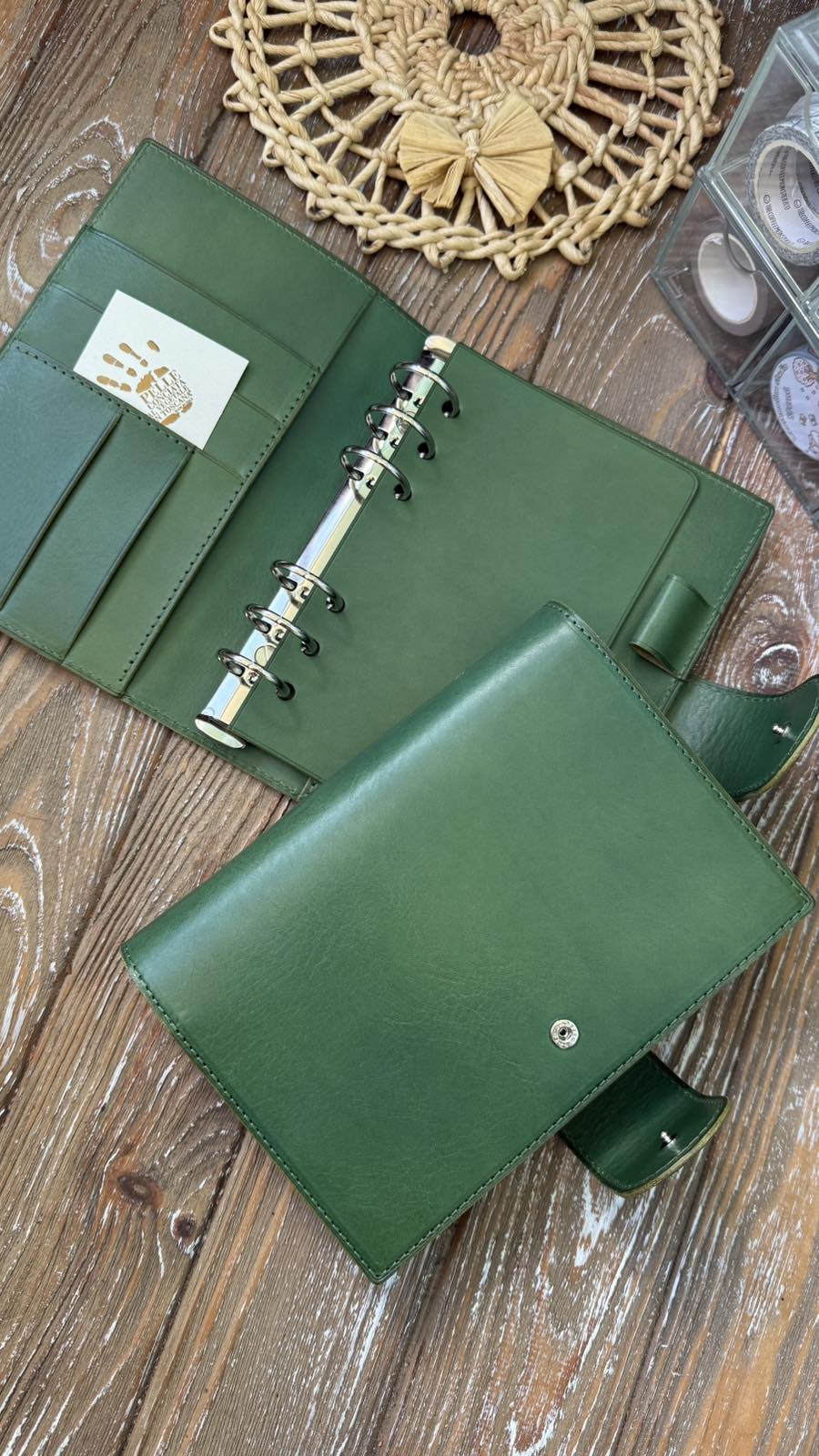 Leather Ring Planner Cover with Stiffener, 6-Rings Binder Cover