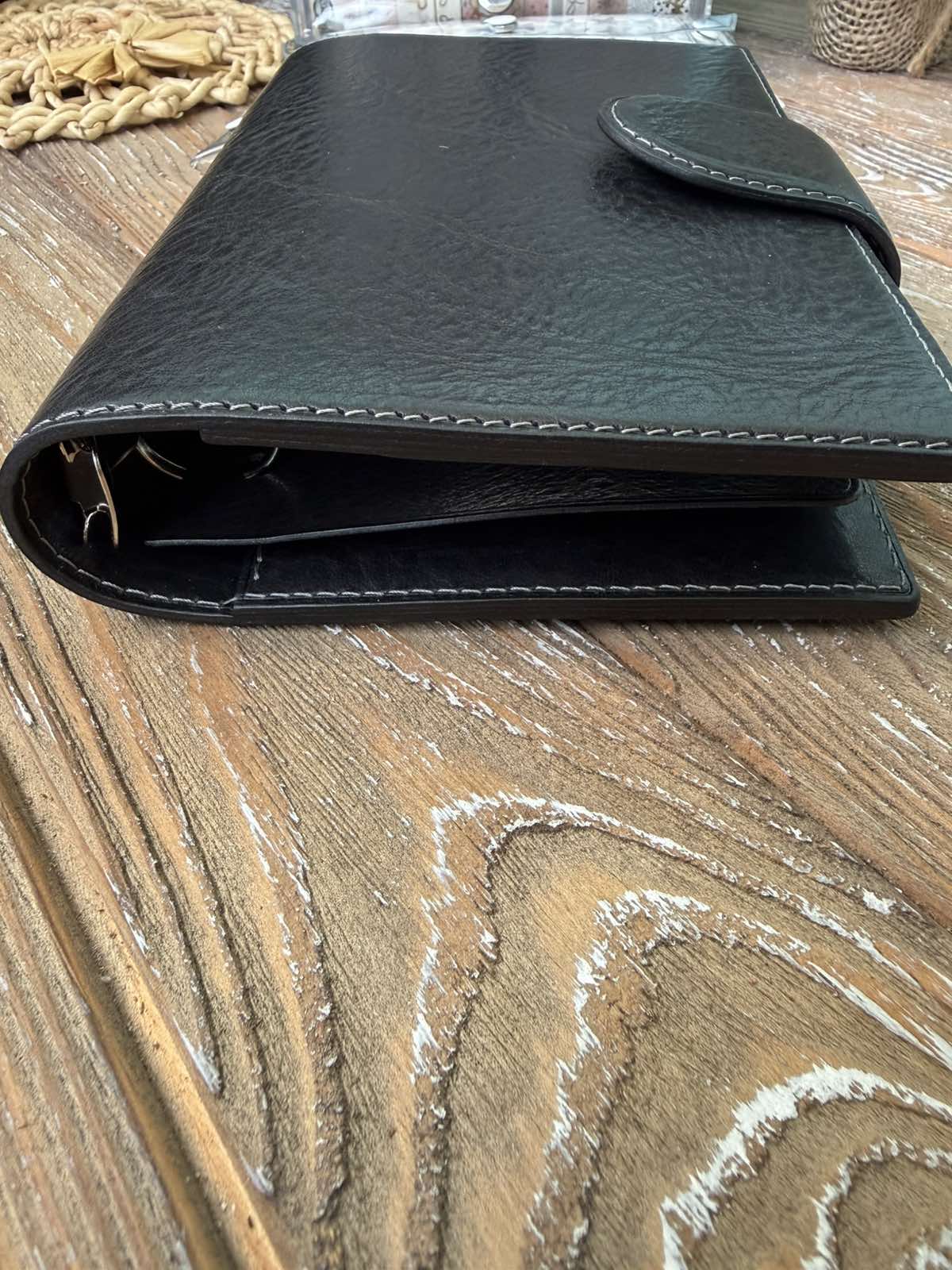Leather Ring Planner Cover with Stiffener, 6-Rings Binder Cover