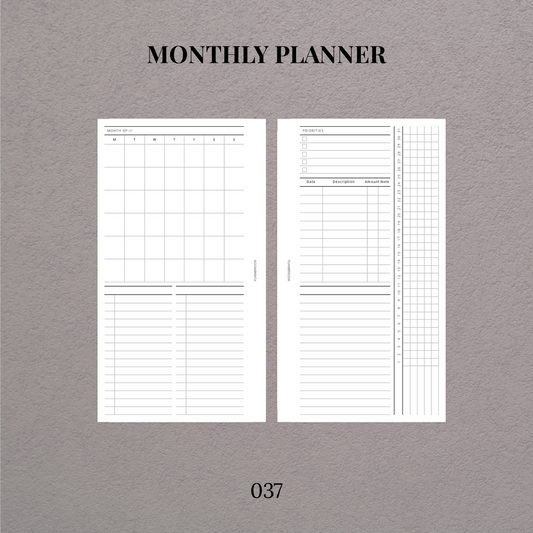 Monthly planner | Printable inserts - 037