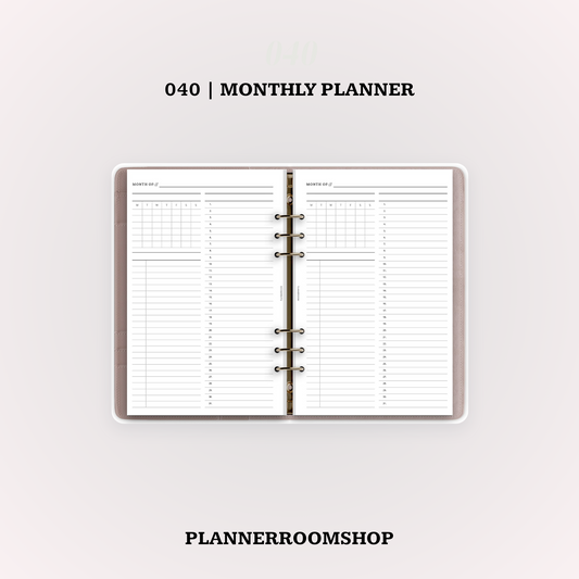 Monthly planner | Printable inserts - 040
