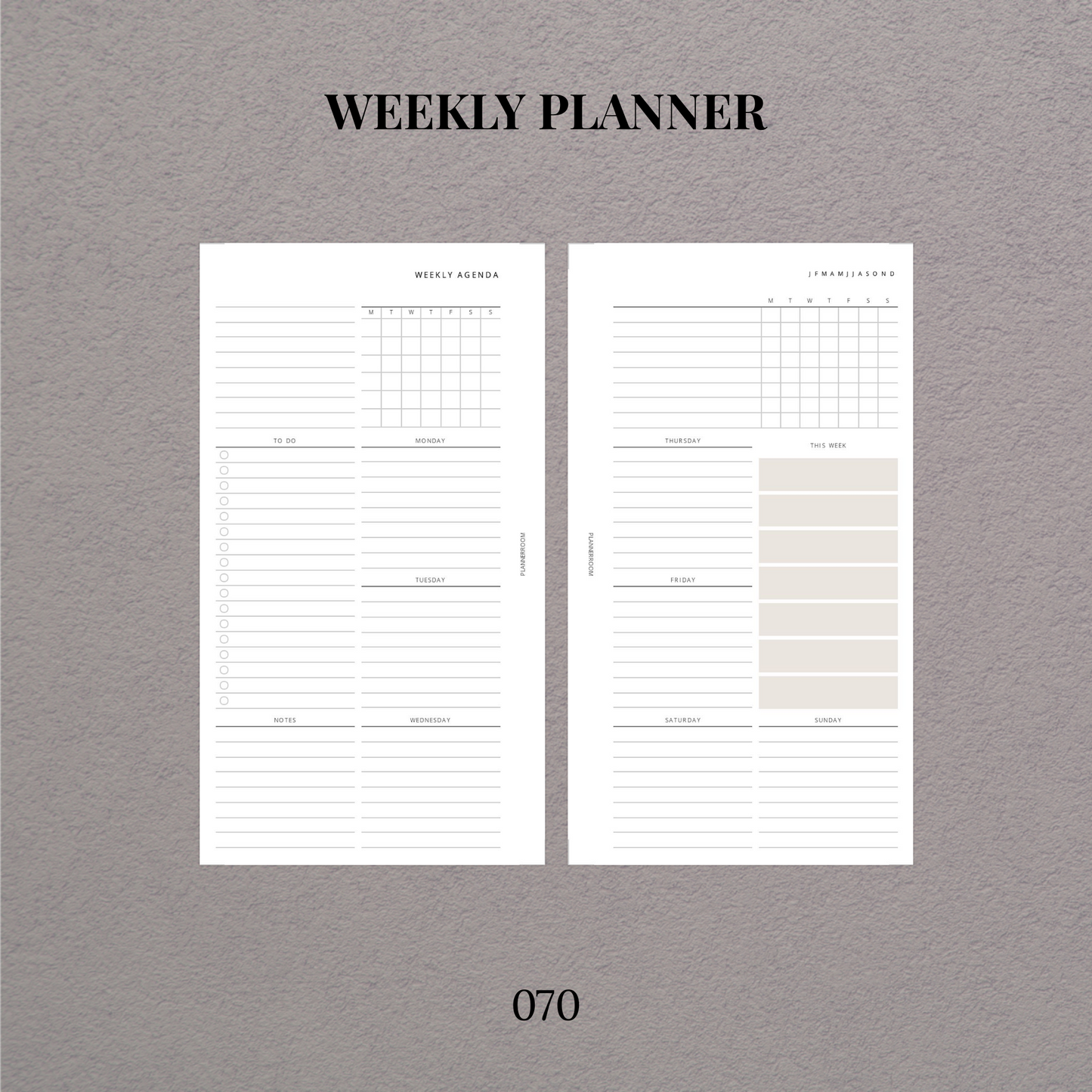 Weekly planner | Printable inserts - 070