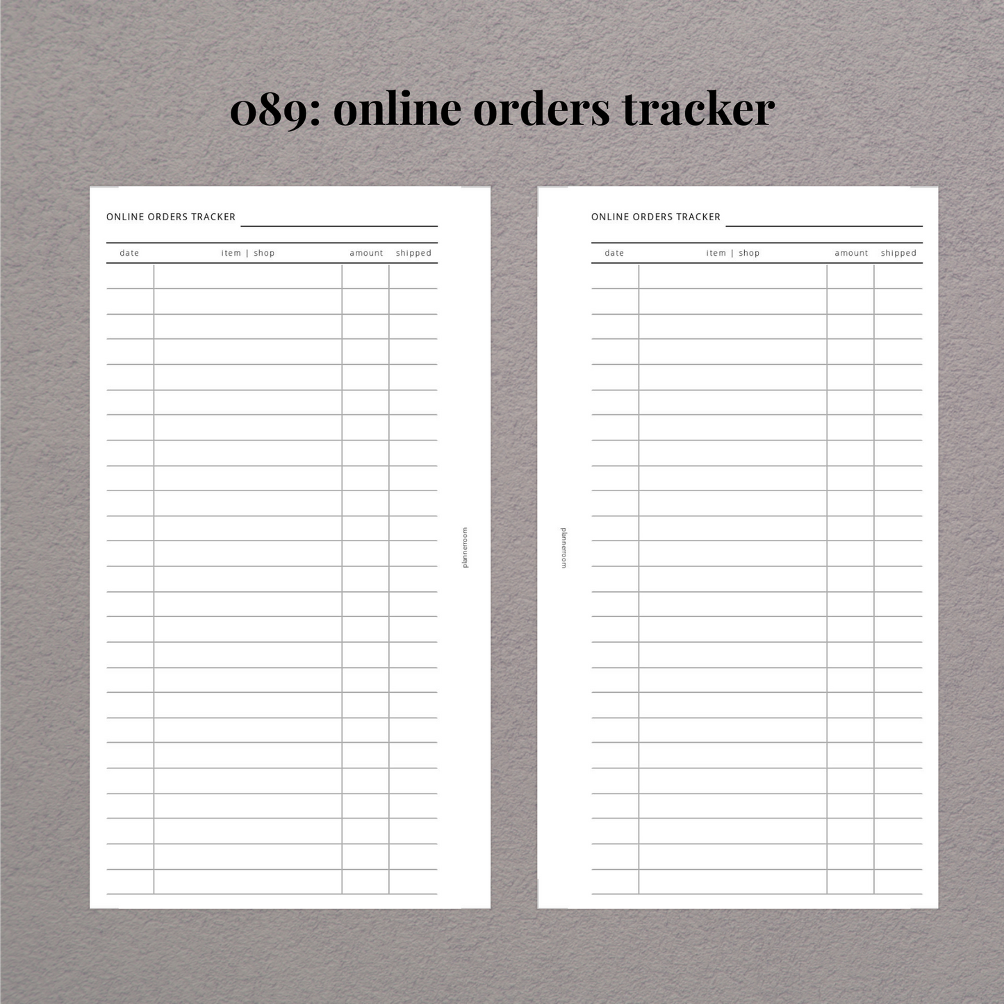 Online orders tracker | Printable inserts | 089