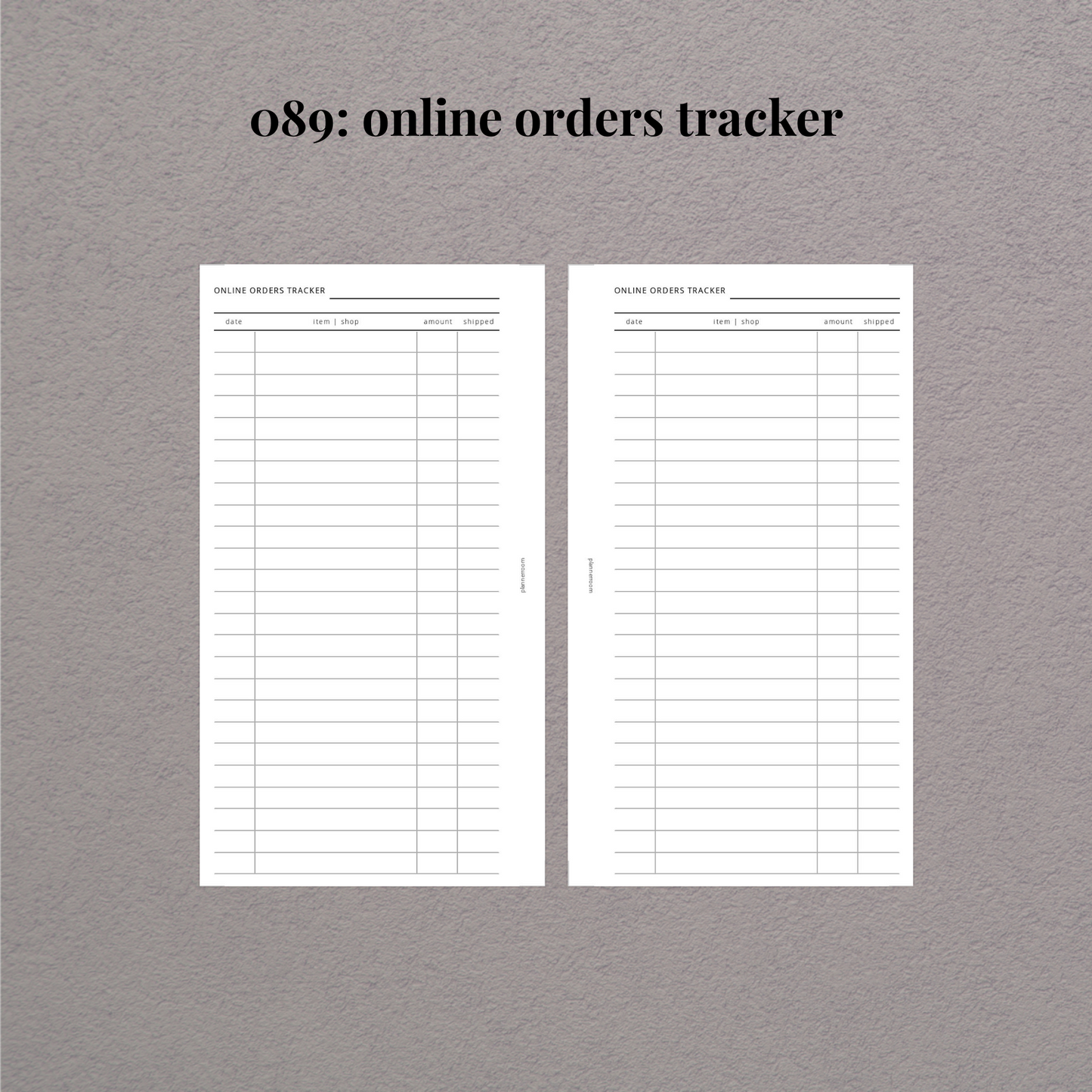 Online orders tracker | Printable inserts | 089