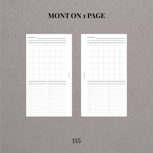 Month on 1 page | Printable inserts - 155