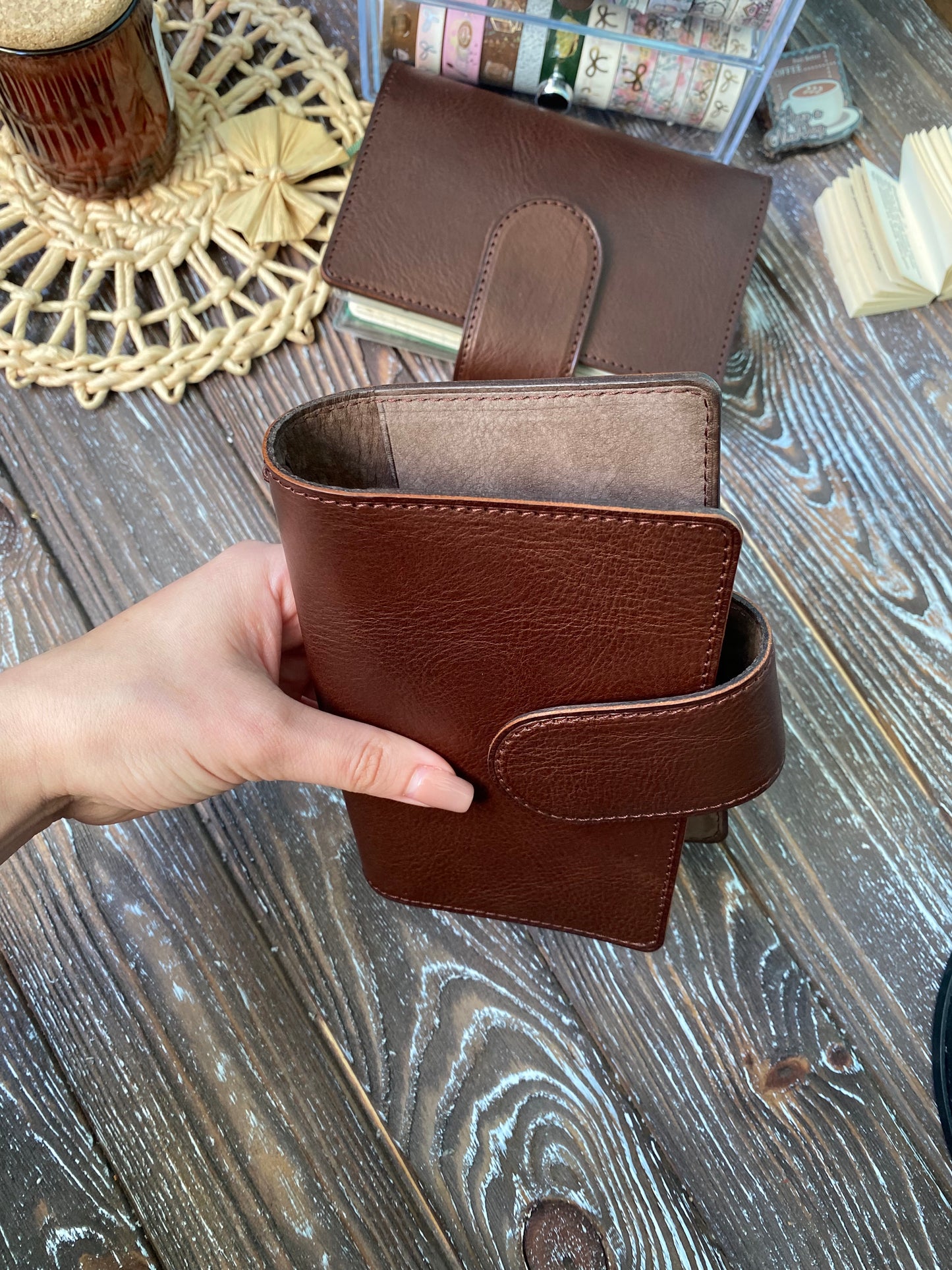 Moleskine pocket TN cover with strings Veg tan outside | Nubuck leather inside