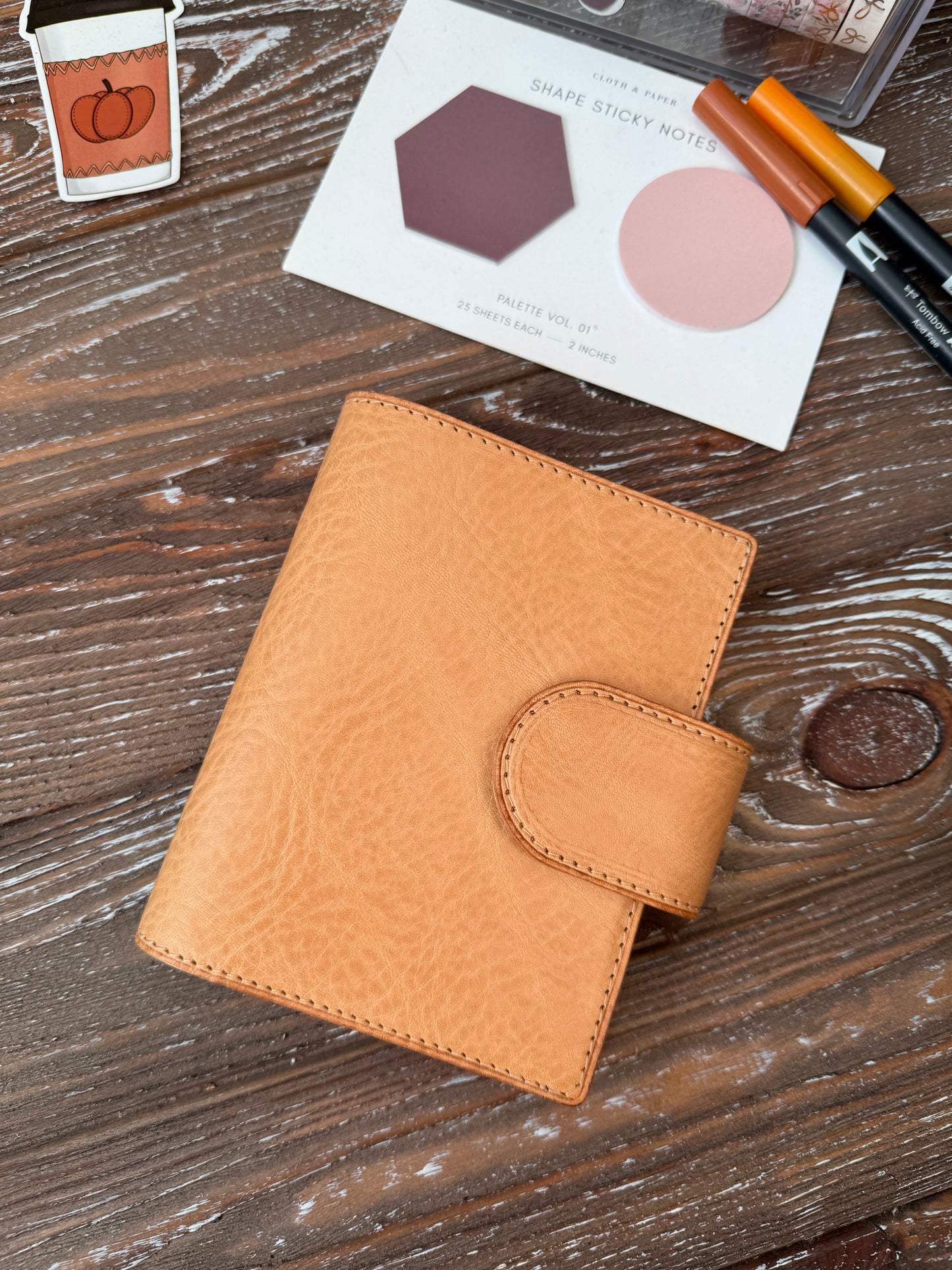 Pocket Rings Leather Planner Cover – Handmade in Veg Tan Leather - Preorder