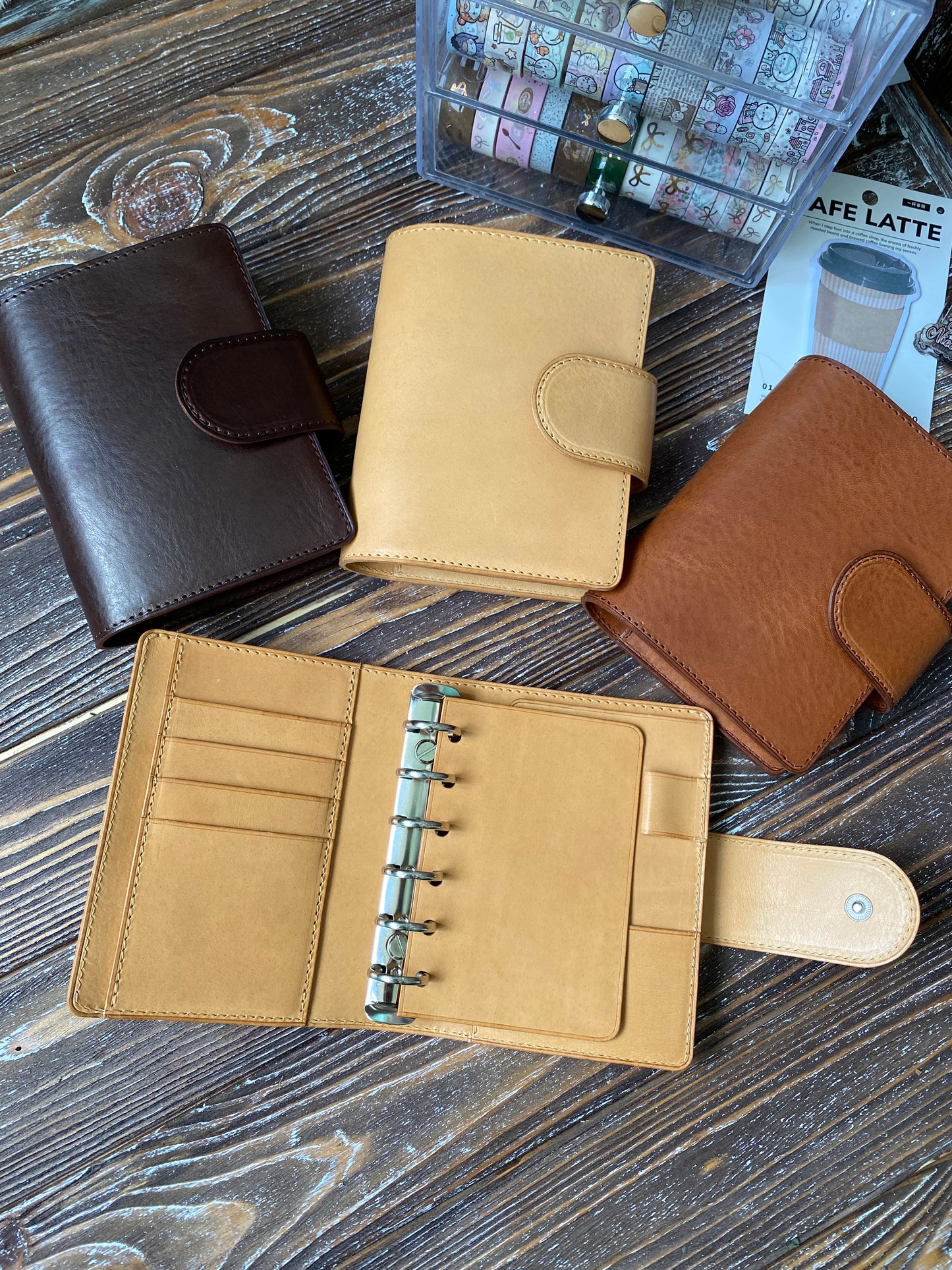Pocket Rings Leather Planner Cover – Handmade in Veg Tan Leather - Preorder