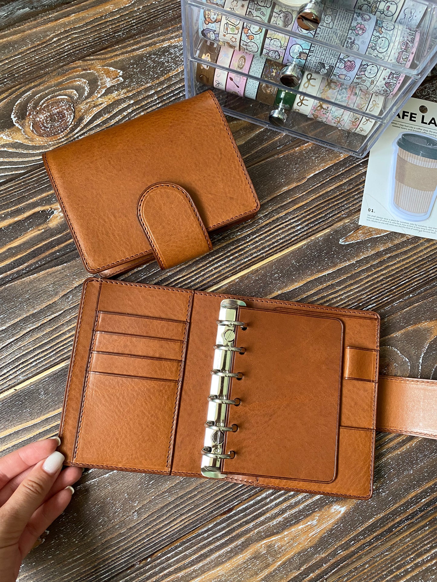 Pocket Rings Leather Planner Cover – Handmade in Veg Tan Leather - Preorder