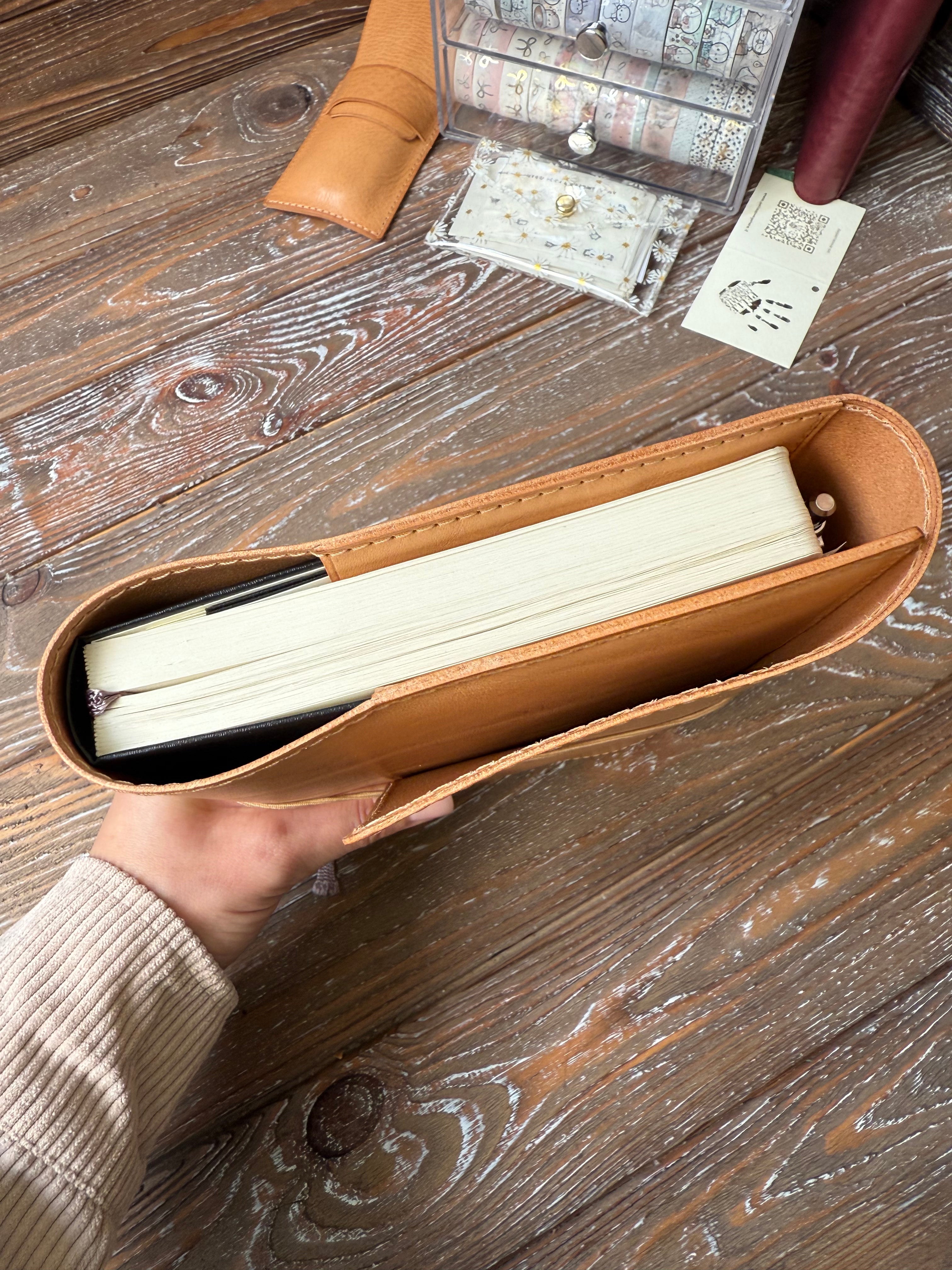 Trifold Leather Planner Cover – Handmade Veg Tan Leather – Planner