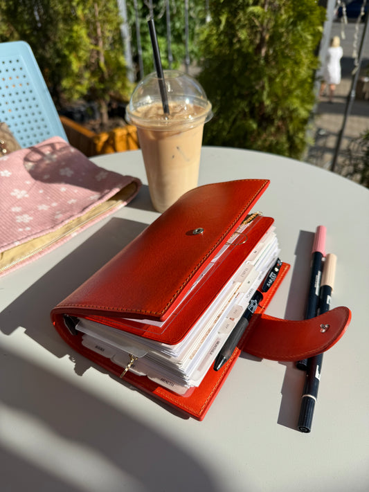 Personal Rings Leather Planner Cover – Handmade & Functional - Preorder