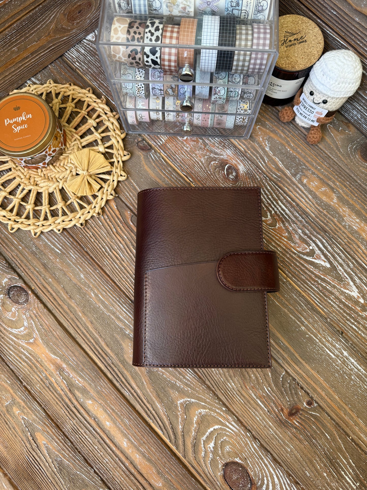 Allie Ryaz (Filoplanner) Leather cover with Nubuck inside leather with snap closure