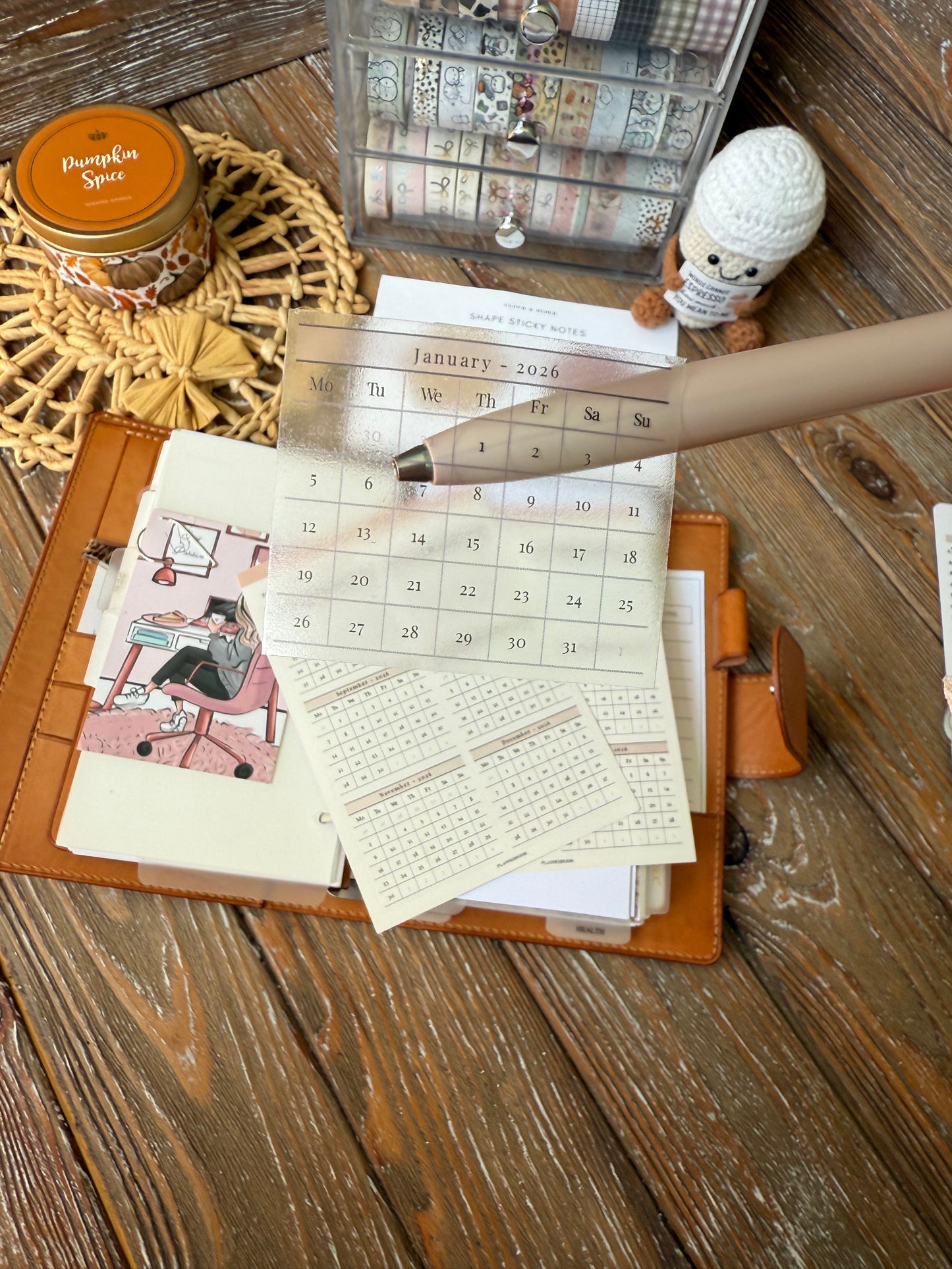 2026 Transparent Dated Mini Calendar Stickers for Journal