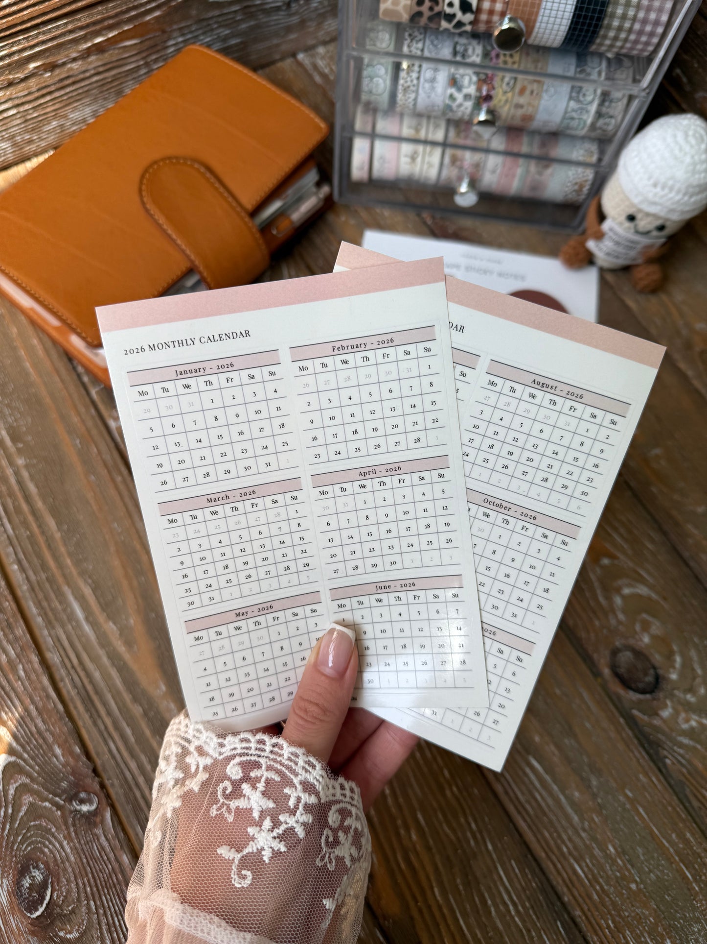 2026 Transparent Dated Mini Calendar Stickers for Journal