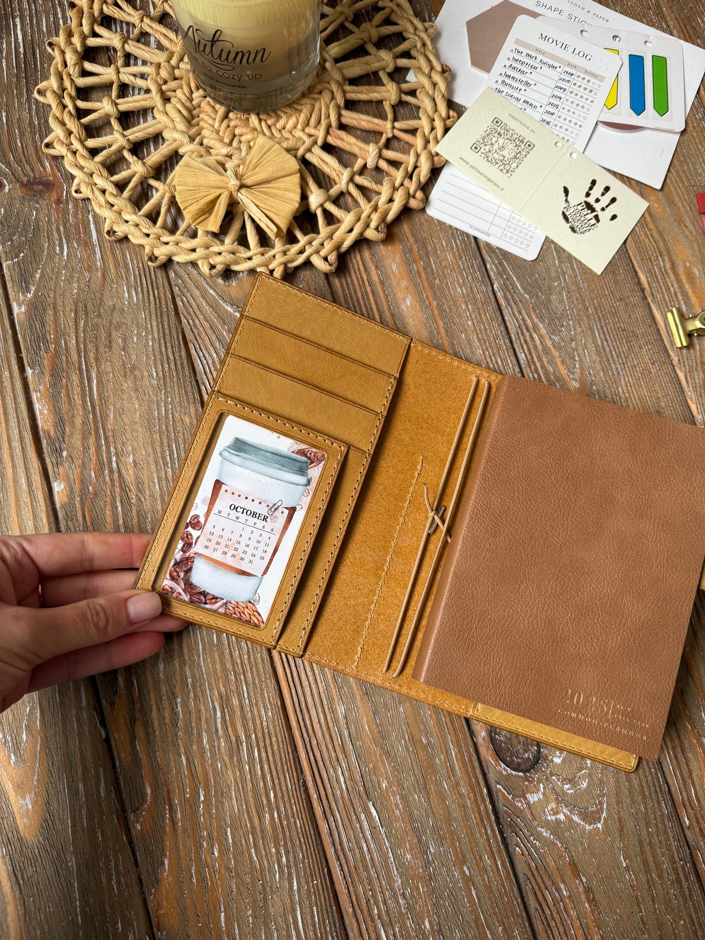 Custom Add Clear Pocket to Your Leather Planner Cover | Transparent ID or Card Pocket Add-On | Fits Standard Credit Card Size