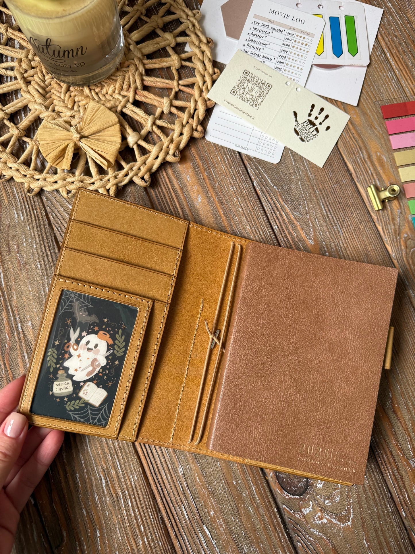 Custom Add Clear Pocket to Your Leather Planner Cover | Transparent ID or Card Pocket Add-On | Fits Standard Credit Card Size