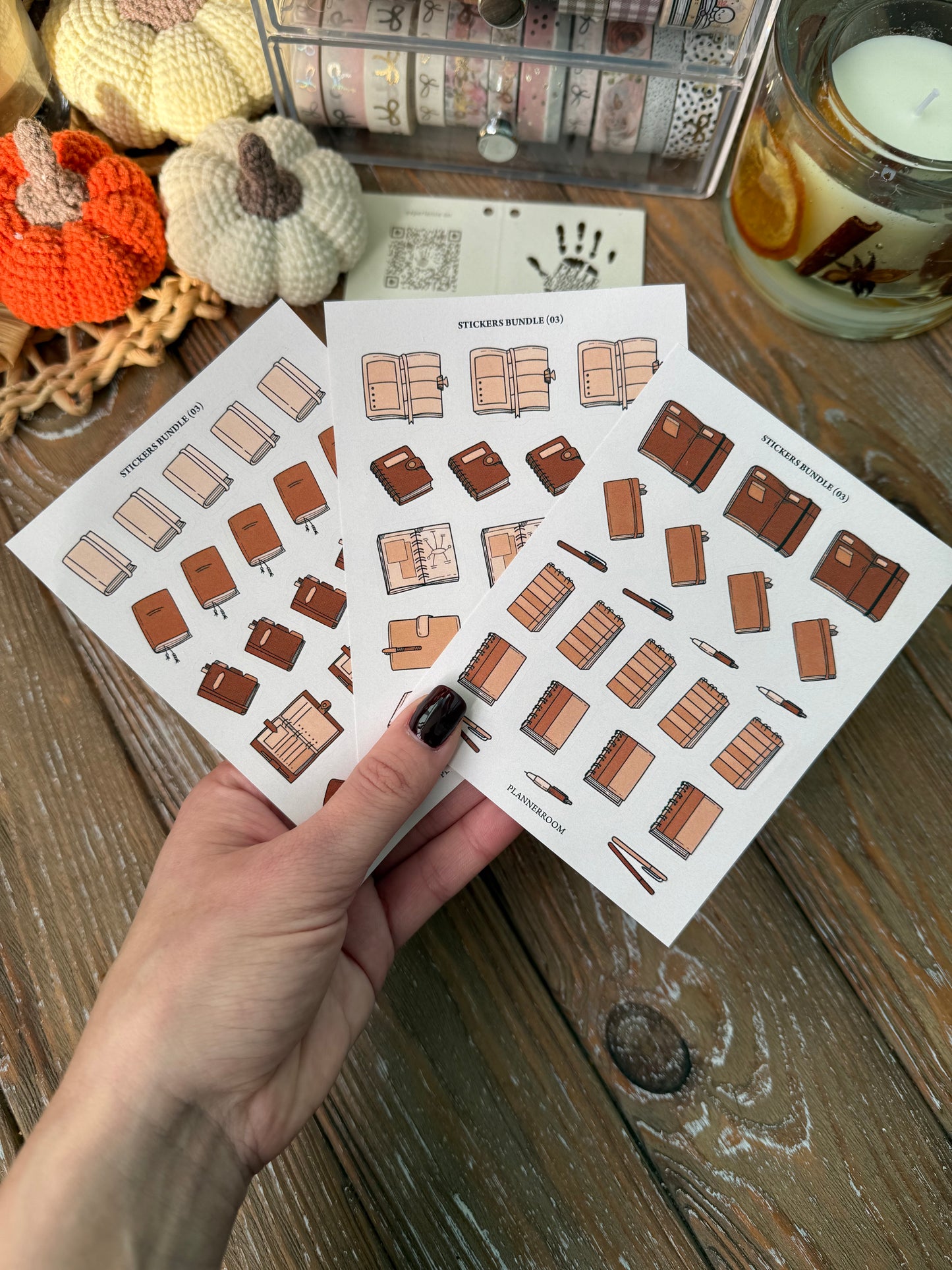 Planner Stickers Bundle | 3 Sheets of Notebook & Cover Stickers | Matte Paper | Cozy Neutral Aesthetic Stickers for Journaling & Planning