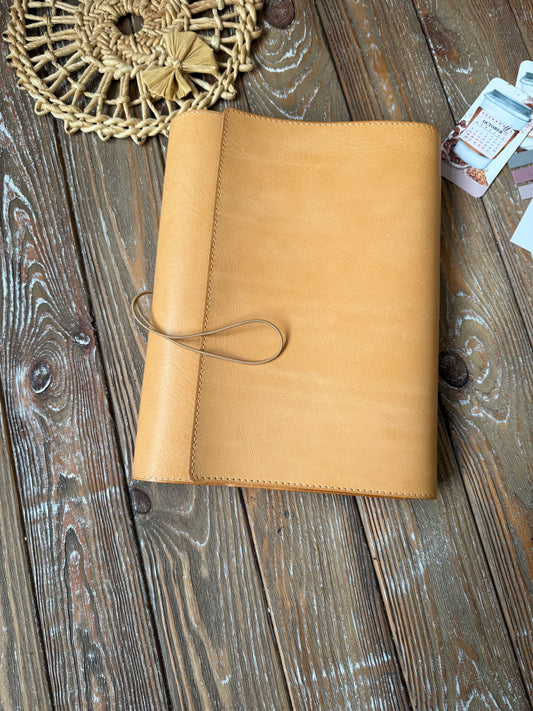Ready to Ship Trifold Leather Cover – B5 Size - Undyed leather