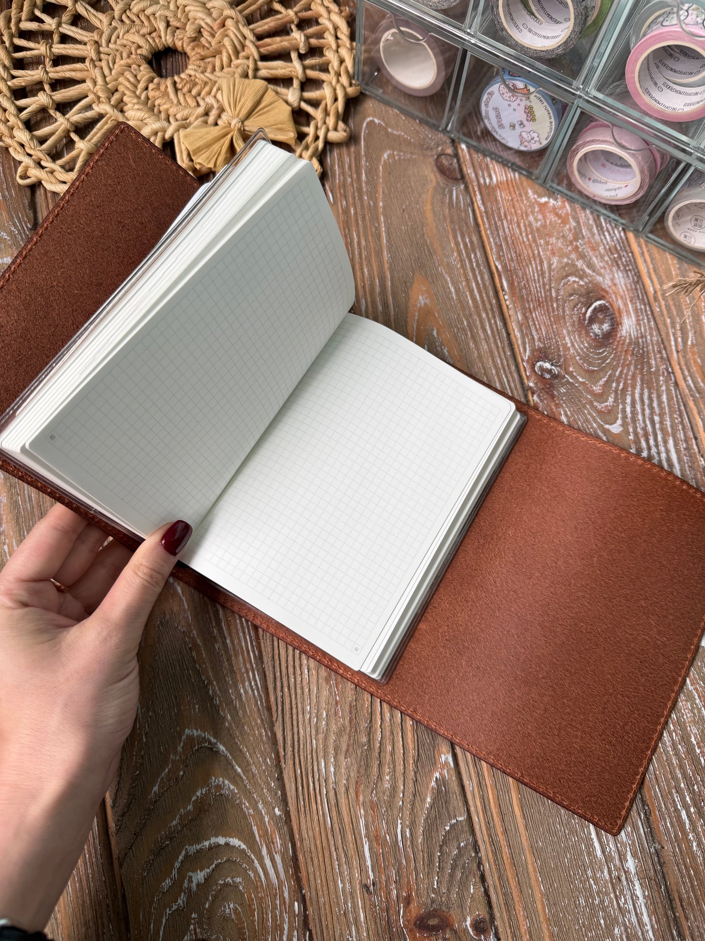 Ready to ship - Classic Trifold Leather Journal Cover – Handmade Veg Tan Leather Notebook Cover, Traveler’s Notebook Style, Elastic Closure (Copy)