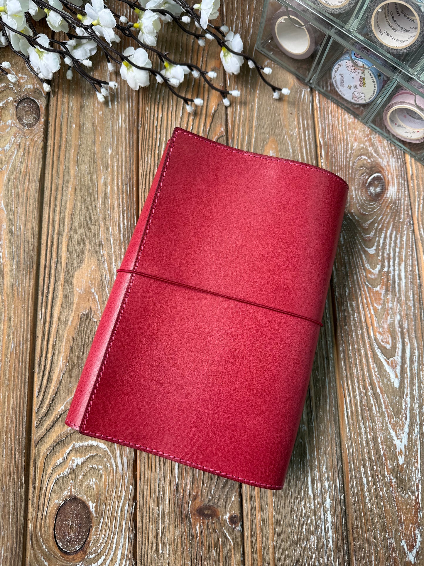 Ready to ship - B6 Classic Trifold Leather Journal Cover – Handmade Veg Tan Leather Notebook Cover, Traveler’s Notebook Style, Elastic Closure (Copy) (Copy) (Copy)