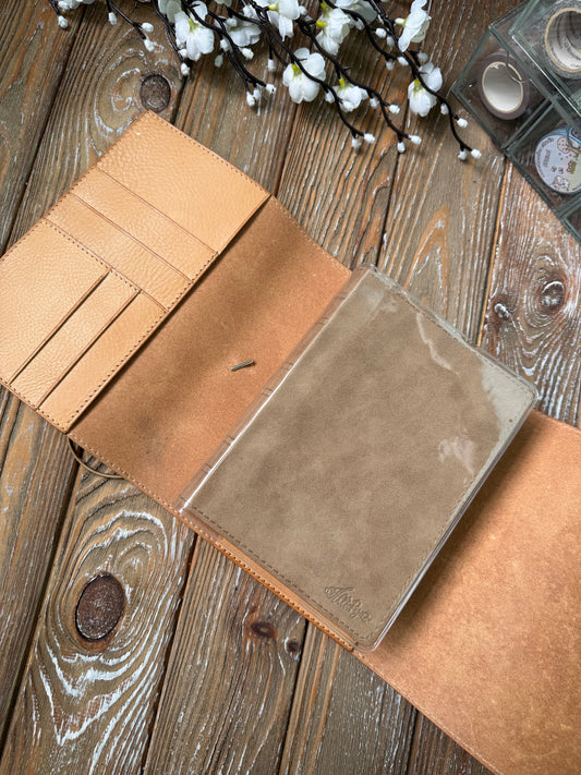 Ready to ship - Allie Ryaz B6 Trifold in Undyed leather