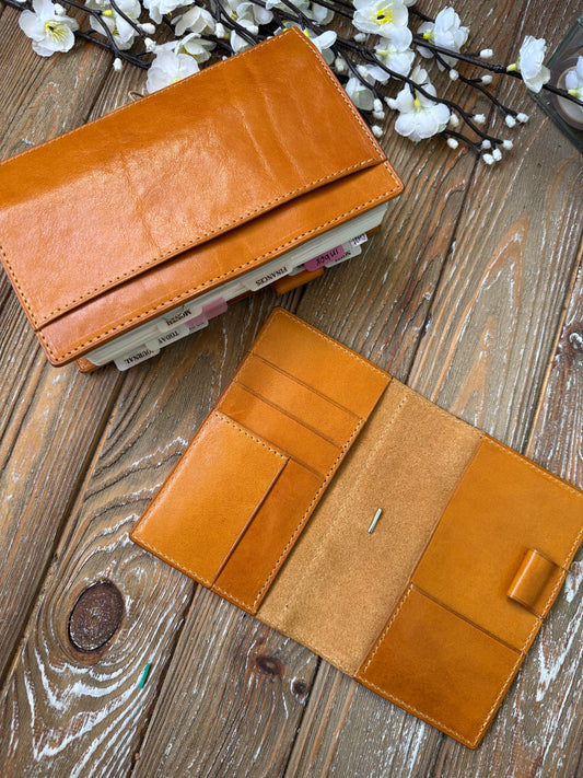 Filoplanner Veg Tan Leather Cover – Allie Ryaz Chunky Notebook | Cognac Leather Color