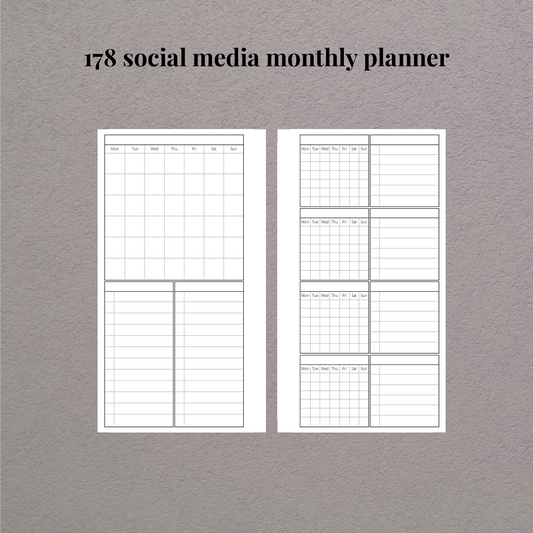 Social media monthly planner | printable insers | 178